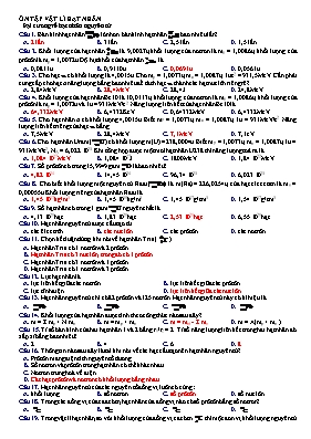 180 Bài tập ôn tập về Vật lí hạt nhân (Kèm đáp án)